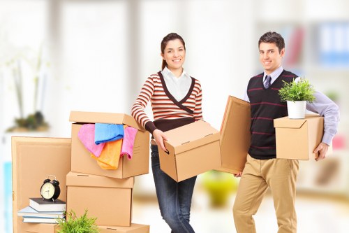 Office furniture and equipment prepared for a local commercial move